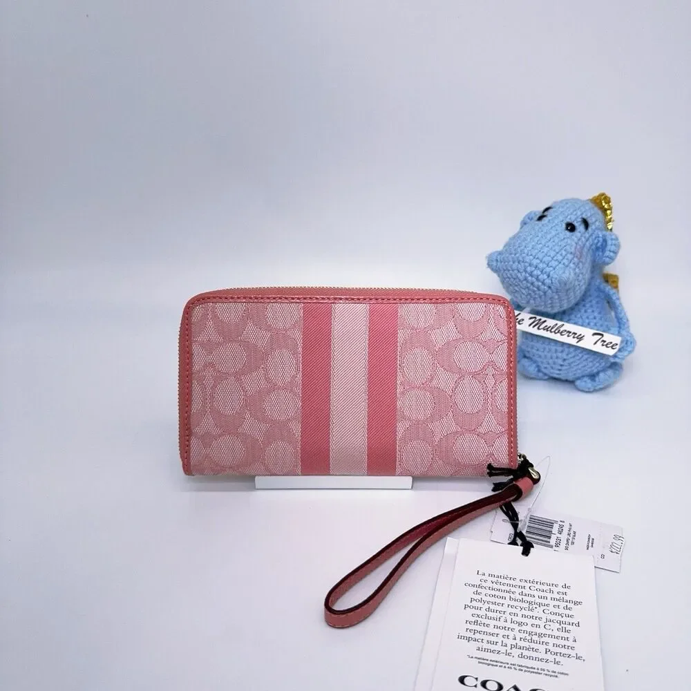 Coach C9073 Dempsey Large Phone Wallet Signature Jacquard Stripe And Patch Taffy - Picture 2 of 9